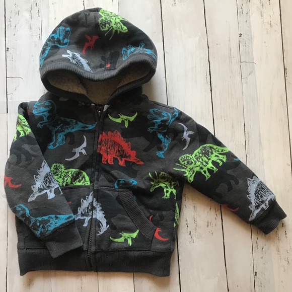 Children’s Place Fleece Lined Dinosaur Hoodie 2T - Picture 3 of 13